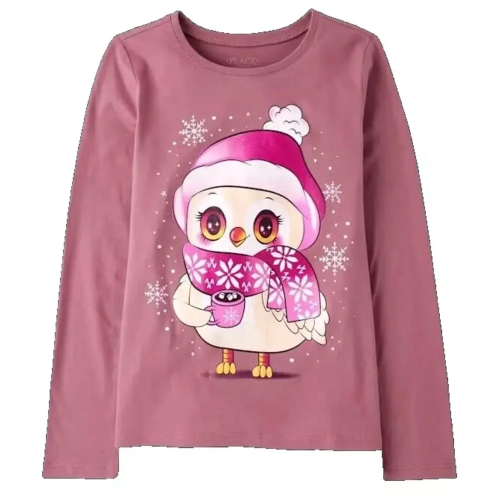 NWT Children's Place Girls Graphic Long Sleeve T-Shirt Pink Size M (7/8)